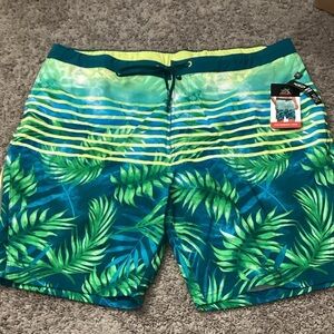 ZeroXposur Tropical Leaf Print Swim Shorts